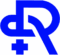 Logo bleu stylisé associant les lettres d et R avec une croix médicale.